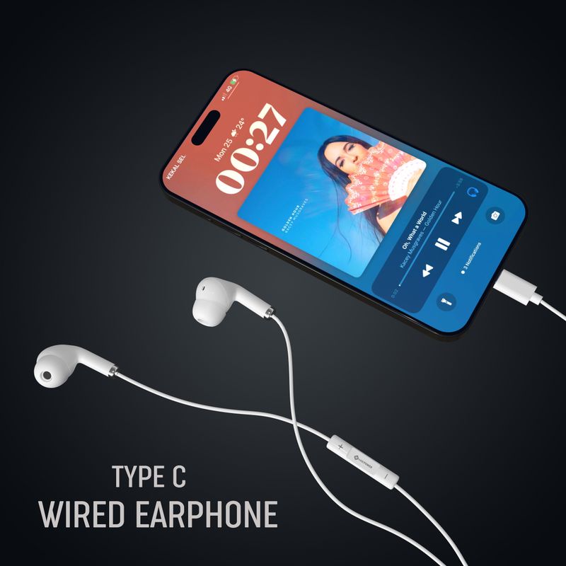 MAK POWER Type-C Wired Earphone | HD Audio, Comfort Fit | Inline Control | 47-inch Cable Wired Headset (White, In the Ear) - Image 5