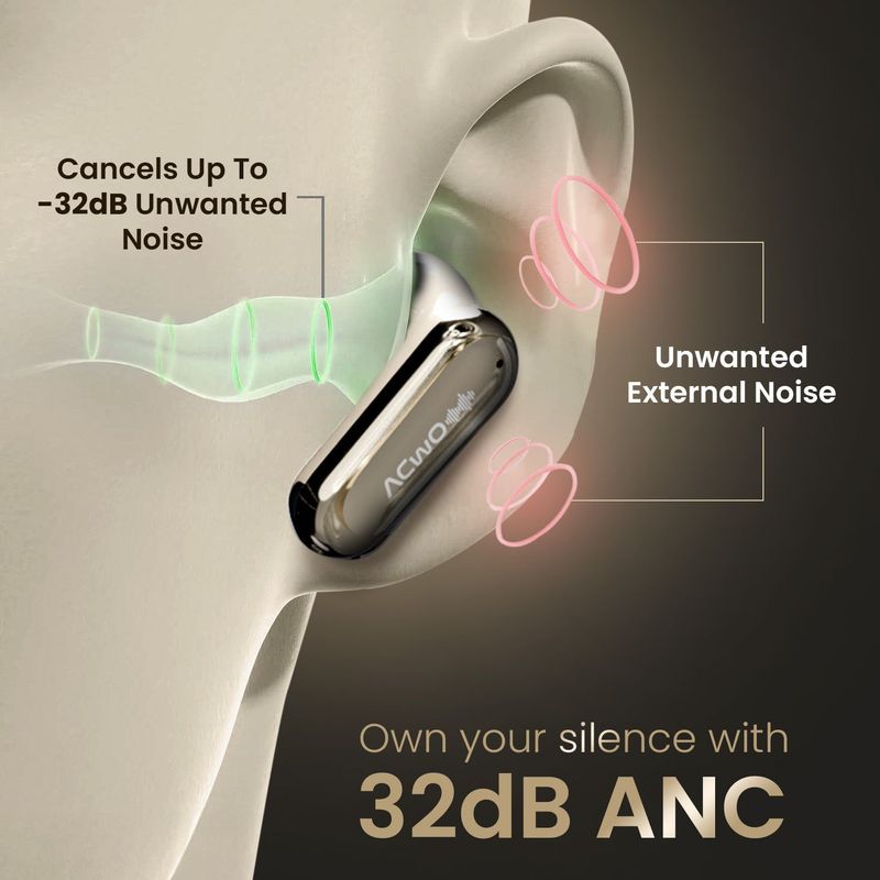 ACwO DwOTS 717 Pro TWS Earbuds, ANC, 40H Playtime, Pearl Crème - Image 8