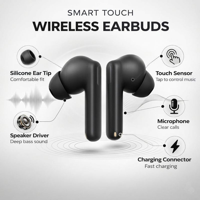 TOCSIN Nord 3R CE True Wireless Earbuds, Black - Image 5