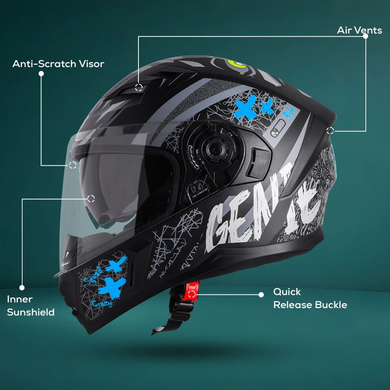 Steelbird SBA-21 Genie Full Face Helmet Black Jazz Blue - Image 5