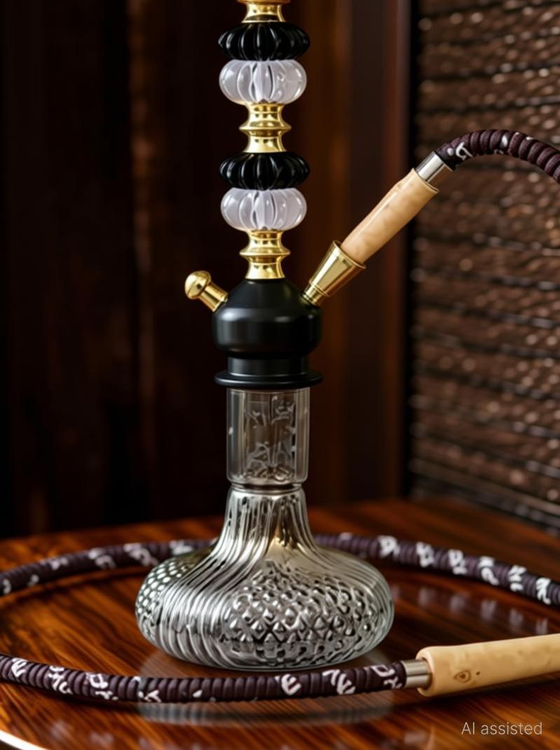 ALL.NATION.IMPEX 15 inch Glass Hookah (Black) - Image 4