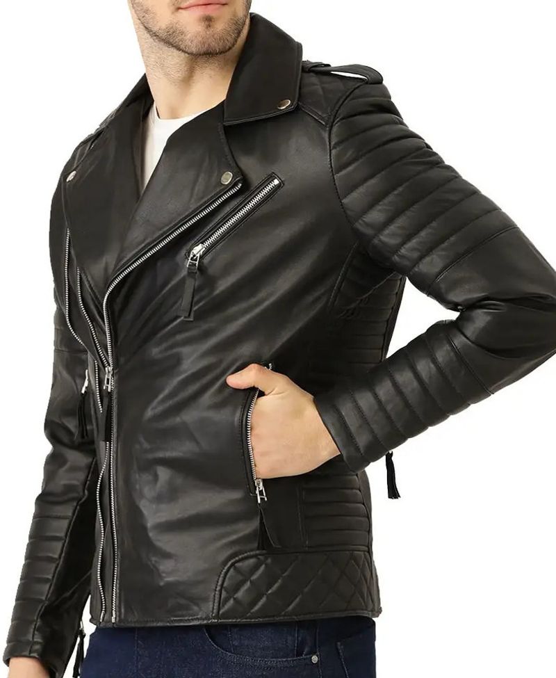 HouseOfCommon Men Solid Biker/Riding Jacket - Image 5