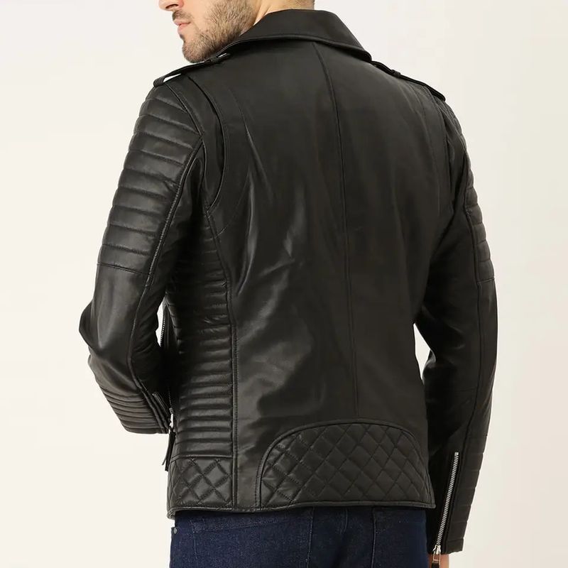 HouseOfCommon Men Solid Biker/Riding Jacket - Image 4