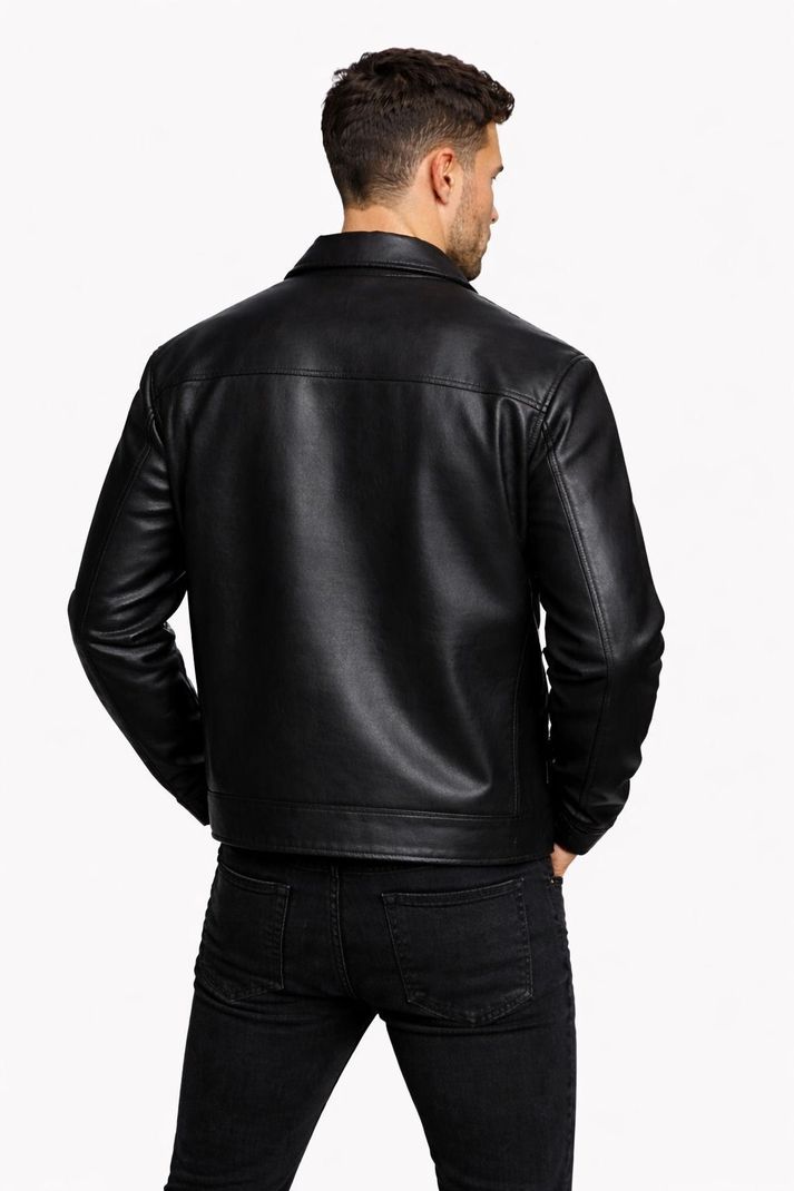 Gigavibe Men Solid Leather Jacket - Image 3