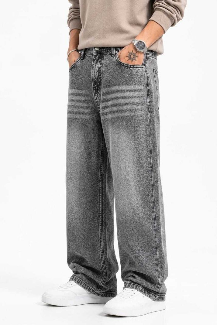 ZYONO Men Baggy Fit High Rise Grey Jeans - Image 6