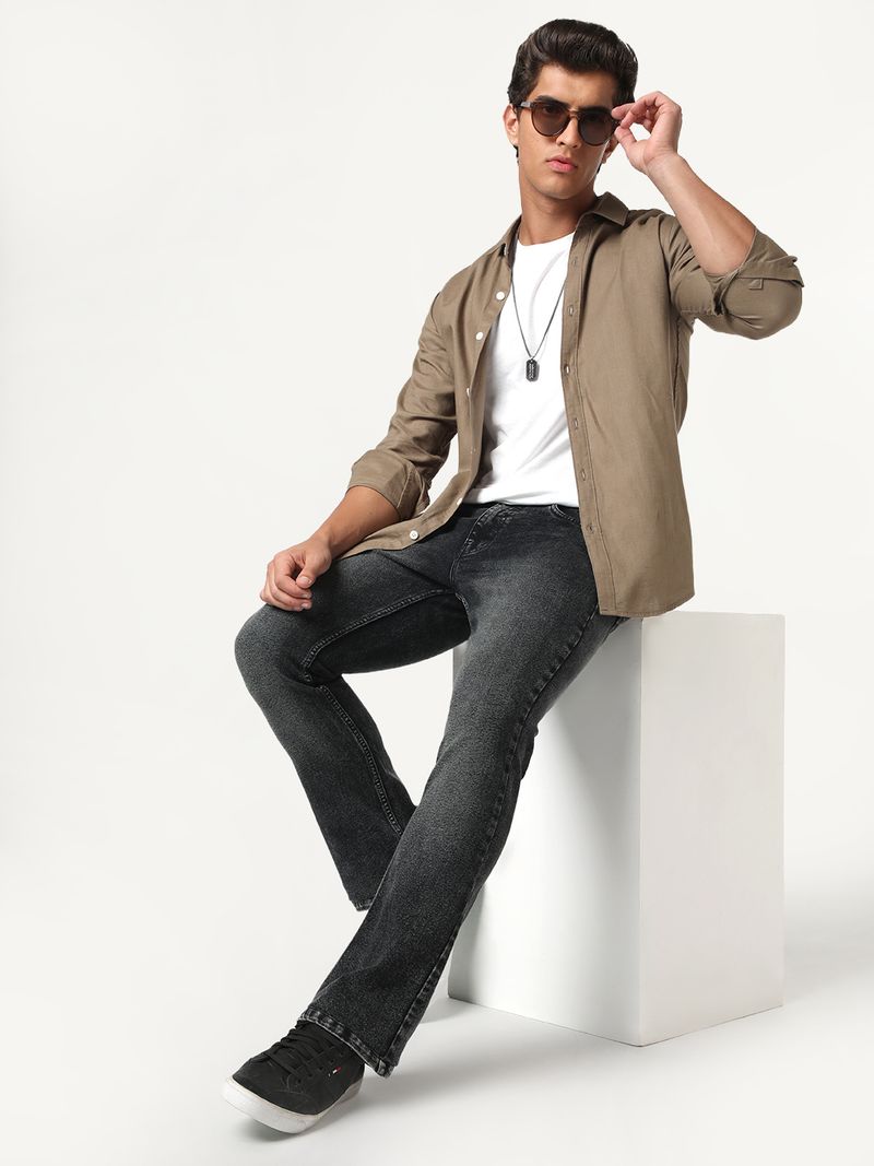 Urbano Fashion Men Boot-Leg Mid Rise Black Jeans - Image 5