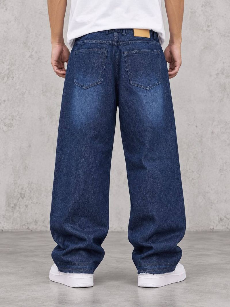 unclear Men Baggy Fit Mid Rise Dark Blue Jeans - Image 6