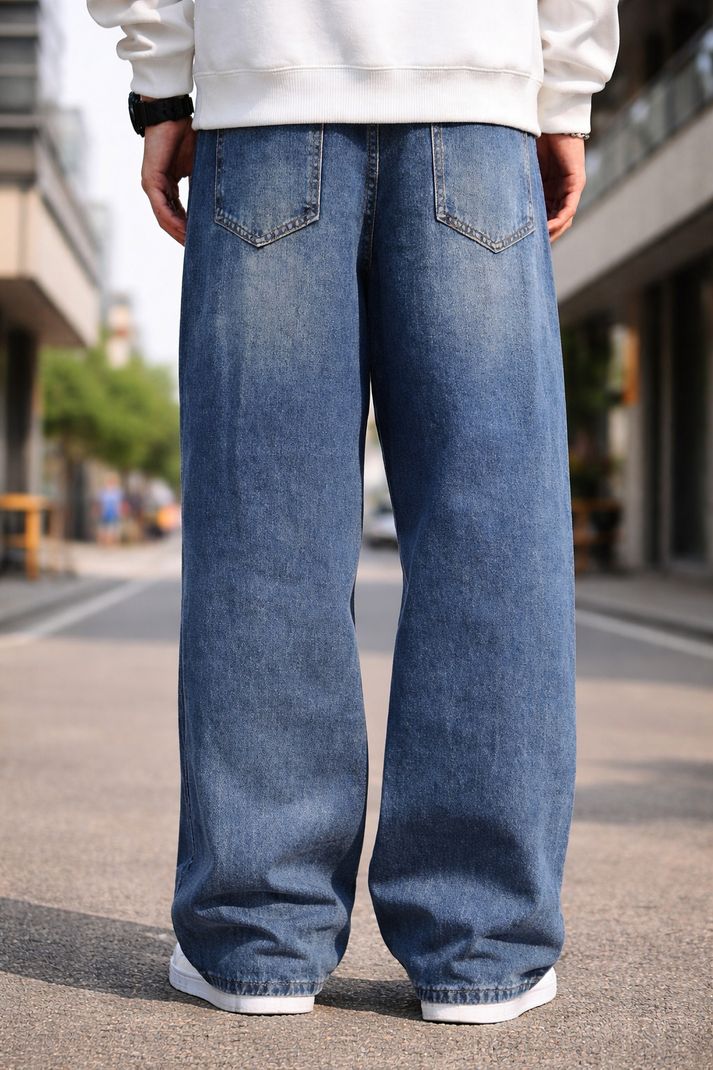 OLLYDENIMS Men Baggy Fit Mid Rise Blue Jeans - Image 5