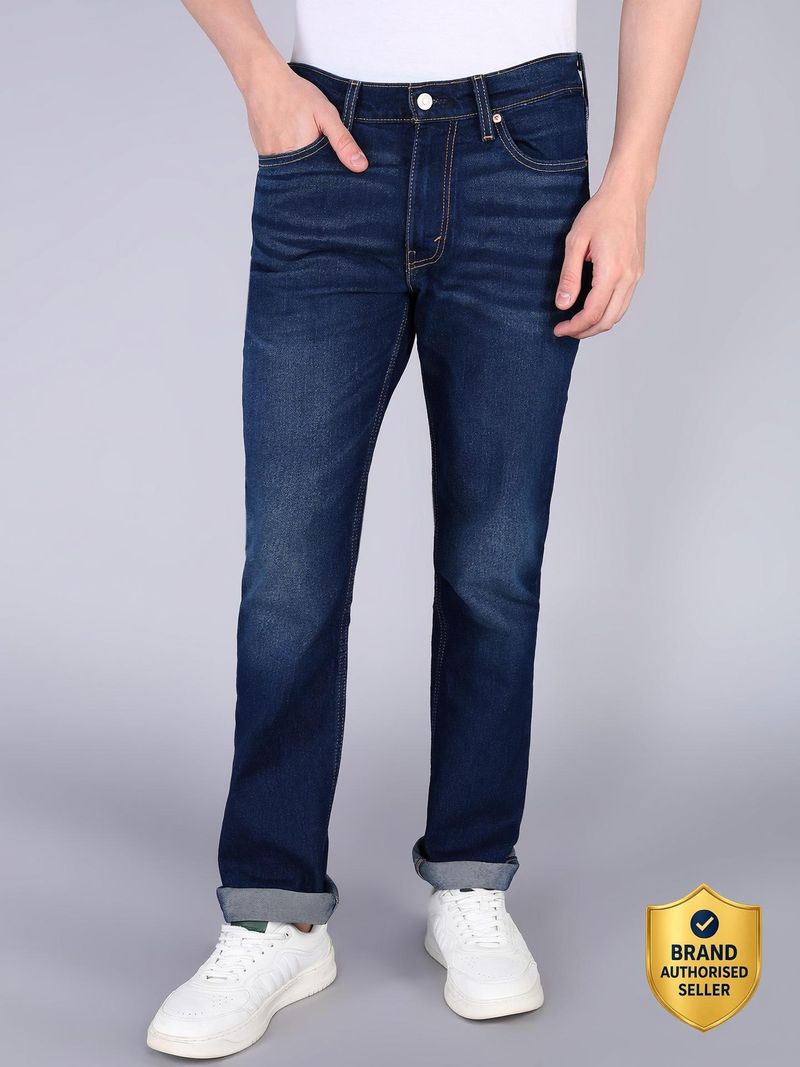 LEVI'S Men Slim Mid Rise Dark Blue Jeans - Image 5