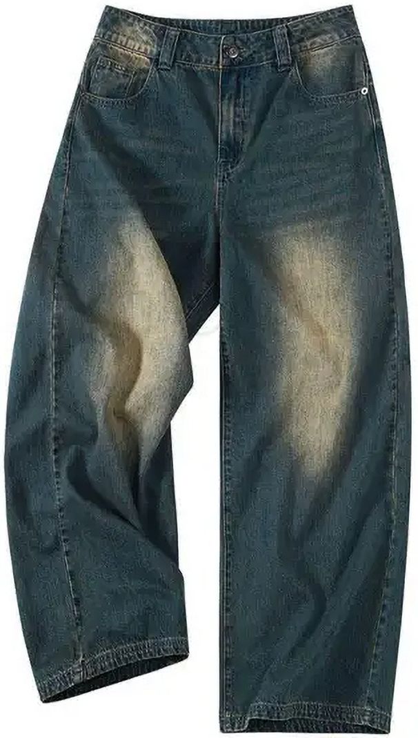 URBELLA Men Wide Leg Mid Rise Green Jeans - Image 7
