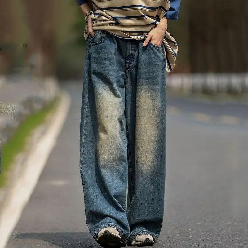 URBELLA Men Wide Leg Mid Rise Green Jeans - Image 4
