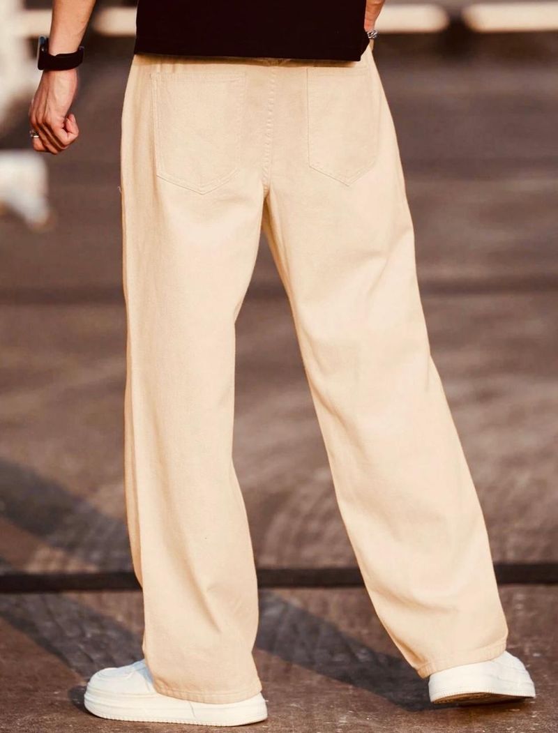DASHING FIT Men Loose Fit Mid Rise Beige Jeans - Image 3