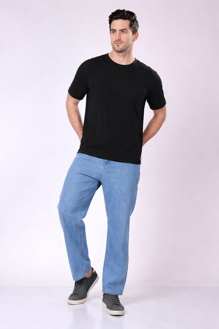 comfits Men Straight Fit Mid Rise Light Blue Jeans - Image 4