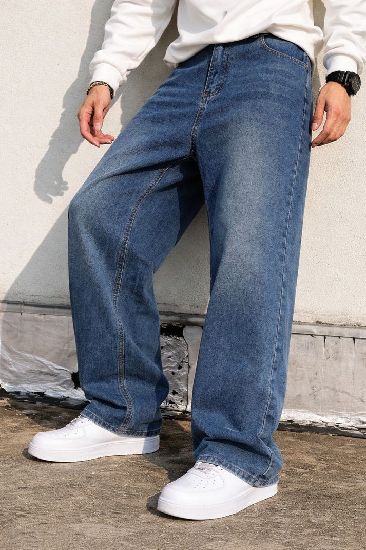 OLLYDENIMS Men Baggy Fit Mid Rise Blue Jeans - Image 7