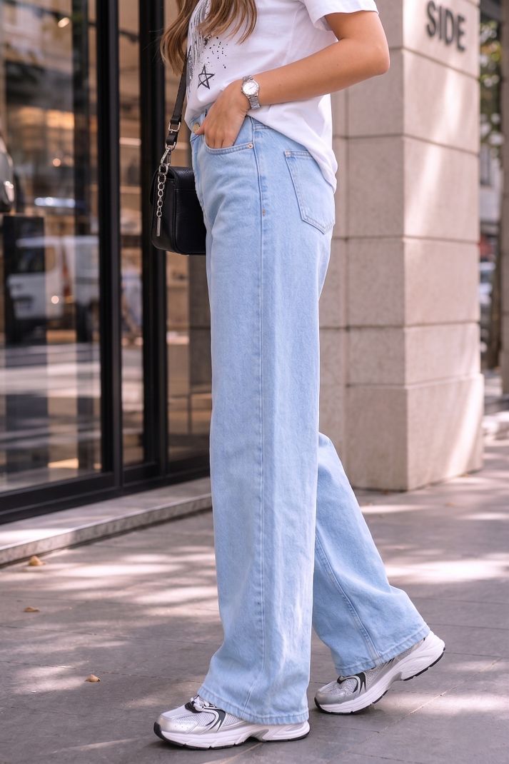 zayla Women Wide Leg High Rise Light Blue Jeans - Image 6