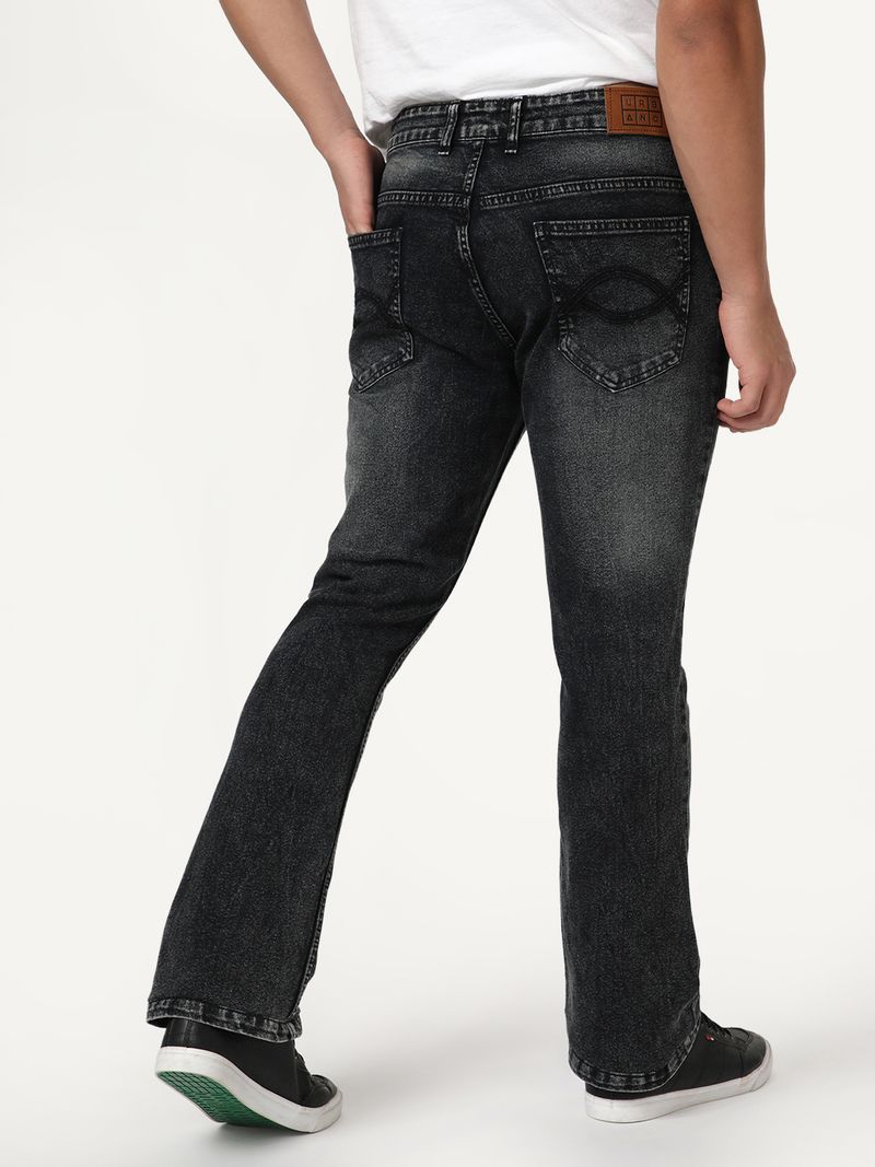 Urbano Fashion Men Boot-Leg Mid Rise Black Jeans - Image 4