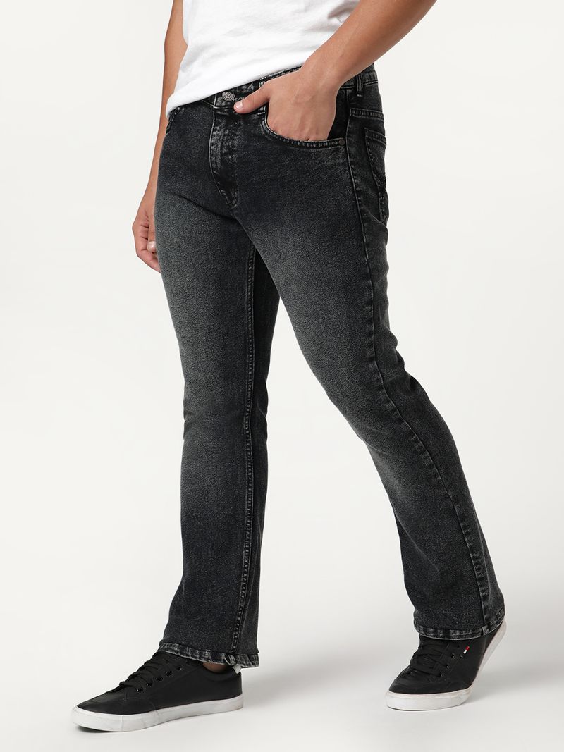 Urbano Fashion Men Boot-Leg Mid Rise Black Jeans - Image 3