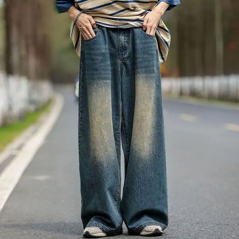 URBELLA Men Wide Leg Mid Rise Green Jeans - Image 5