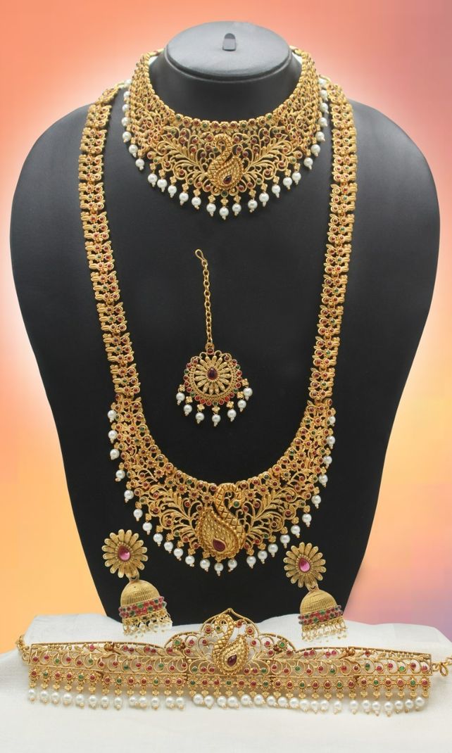 Chigold Alloy Gold-plated Multicolor Jewel Set (Pack of 1) - Image 3