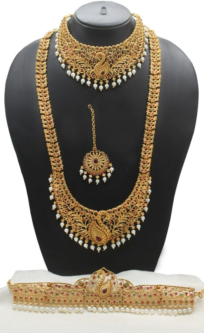 Chigold Alloy Gold-plated Multicolor Jewel Set (Pack of 1) - Image 4
