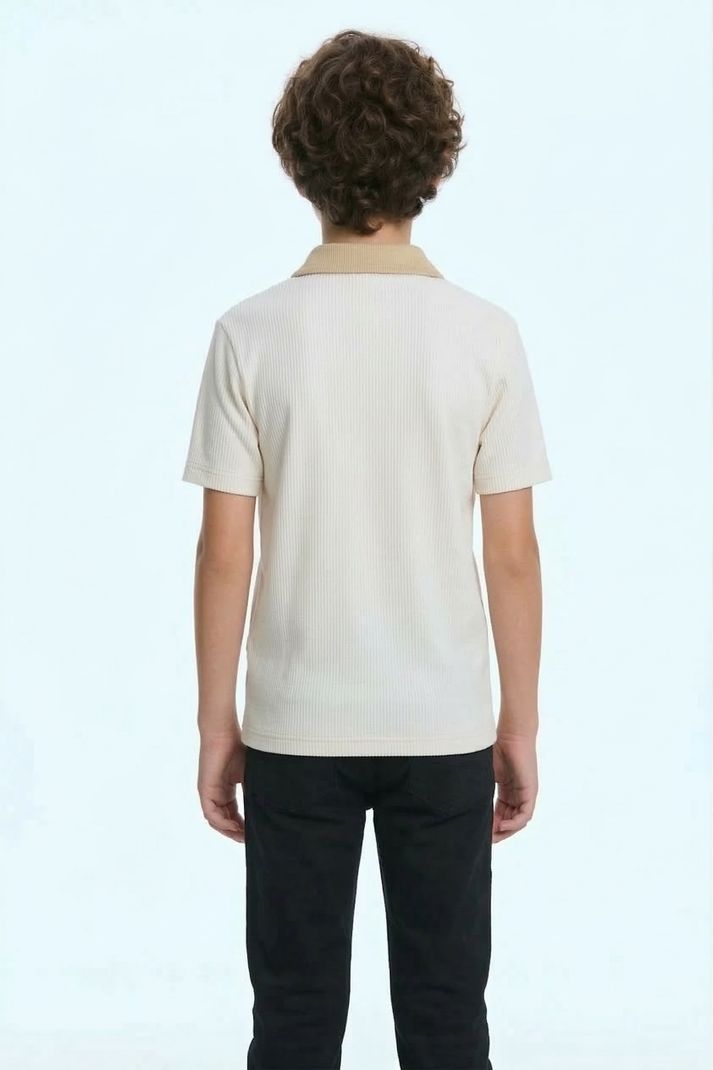 Try This Boys Colorblock Cotton Blend Regular T Shirt (Brown, White, Pack of 1) - Image 5