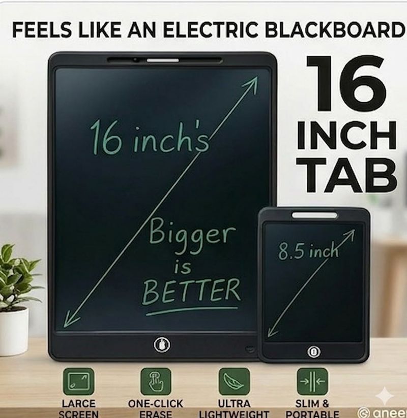 Glancing 16 inch LCD Writing Pad ,Writing Tablet (Multicolor, Black) - Image 6
