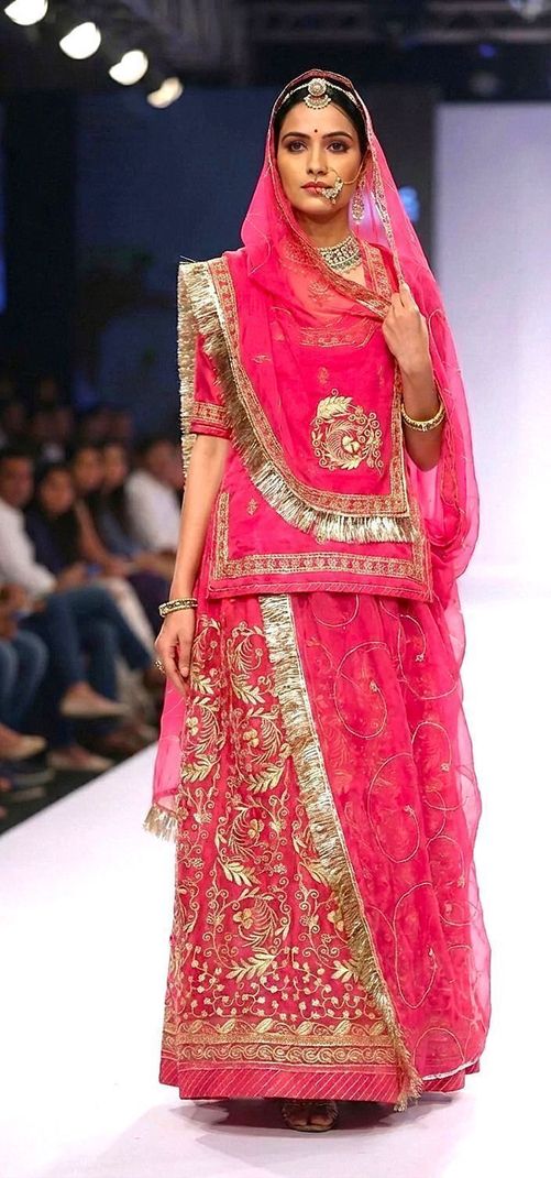 Shree Ambey Trading Embroidered Semi Stitched Rajputi Poshak Pink - Image 2