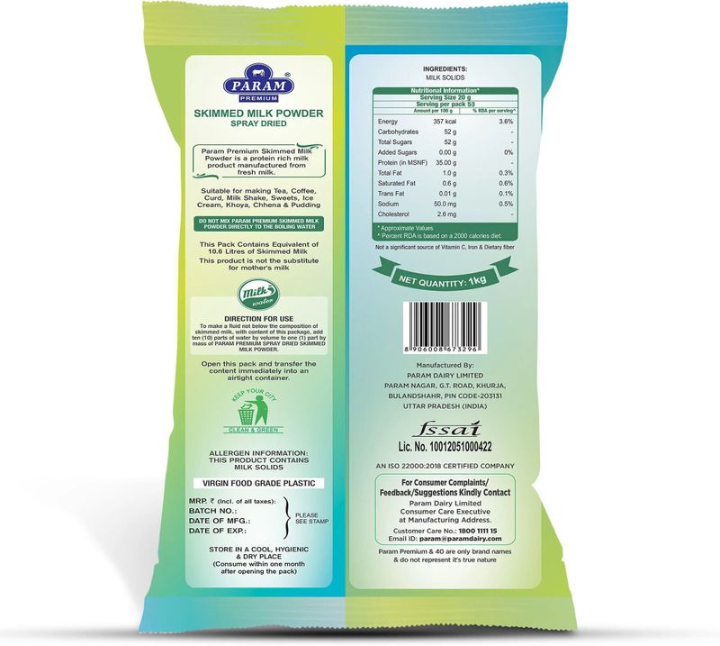 PARAM Premium Skimmed Milk Powder 1kg - Image 6