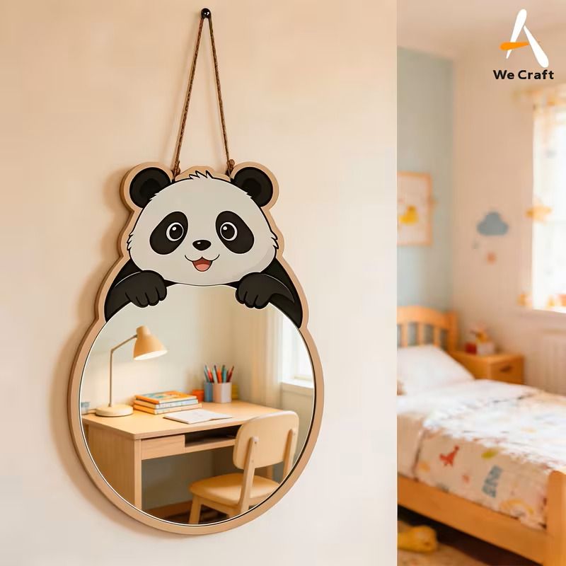CW Crafts World Panda Wall Mirror - Black Acrylic Frame - Image 2