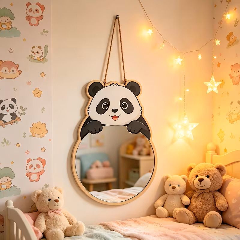 CW Crafts World Panda Wall Mirror - Black Acrylic Frame - Image 4