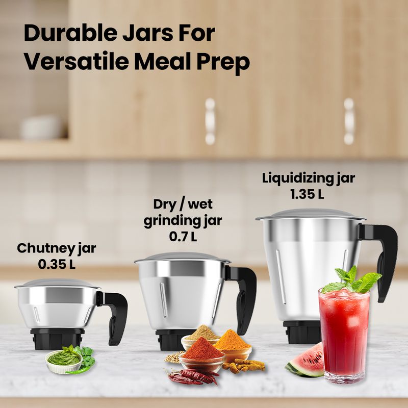 Havells Mixwell-N 500W Mixer Grinder, 3 Jars, Grey & Black - Image 8