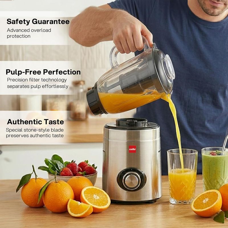 cello Steelox 1000 W Juicer Mixer Grinder (Steelox Pro Mixer Grinder 1000 Watts For Kitchen | 4 Jars | Silver) - Image 7