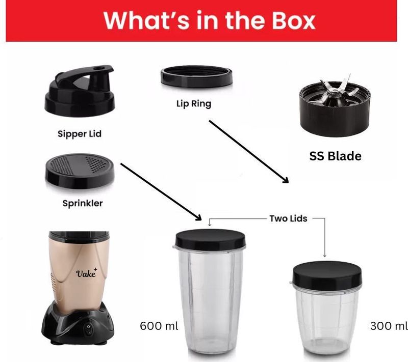 VakePlus वà¥à¤à¤ªà¥à¤²à¤¸ Juicer, Mixer, Grinder, Smoothie Maker|100% Full Copper Motor 500 W (à¤à¥à¤ªà¤°, 2 à¤à¤¾à¤°) - Image 6