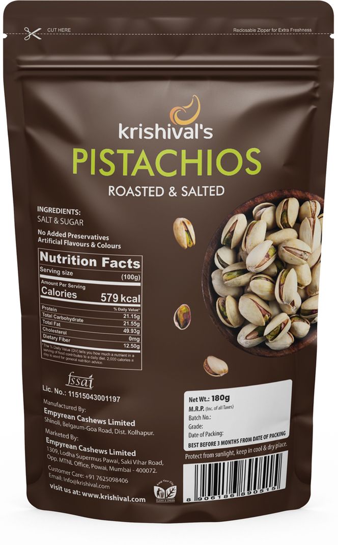 Krishival Pistachios Roasted & Salted Pistachios (1 x 180 g) - Image 4