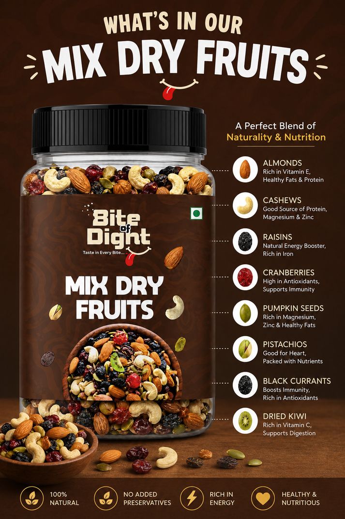 Bite Of Dight nut mix dry fruits panchmeva finest Trail Mix Almonds, Cashews, Dates, Apricots, Assorted Seeds & Nuts, Walnuts, Pistachios (1 x 250 g) - Image 7