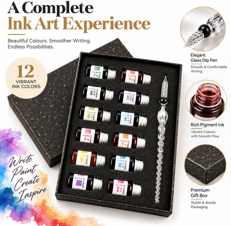 Adoere Dip Pen Calligraphy Set (Pack of 12, Multicolor) - Image 4