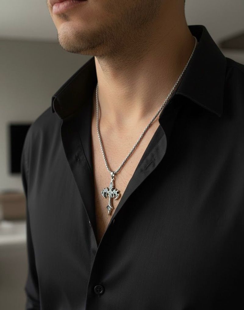 AJPAYONRA Dragon Cross Necklace 24 inch Silver - Image 7