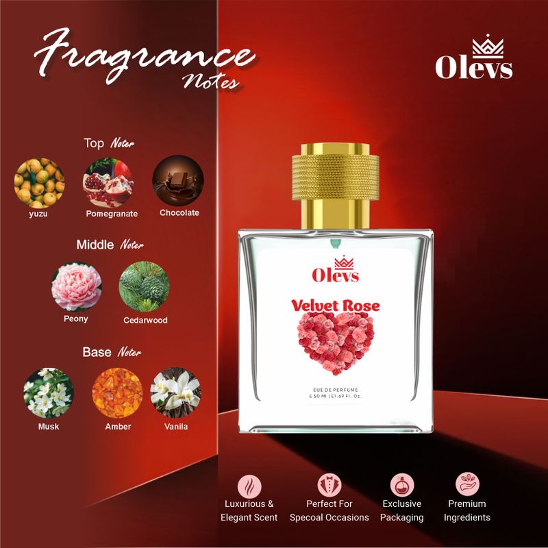 OLEVS perfume velvet rose long lasting unisex Eau de Parfum - 50 ml (For Men & Women) - Image 4