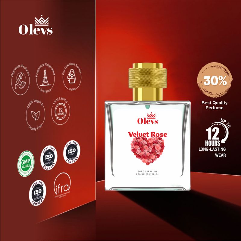 OLEVS perfume velvet rose long lasting unisex Eau de Parfum - 50 ml (For Men & Women) - Image 5