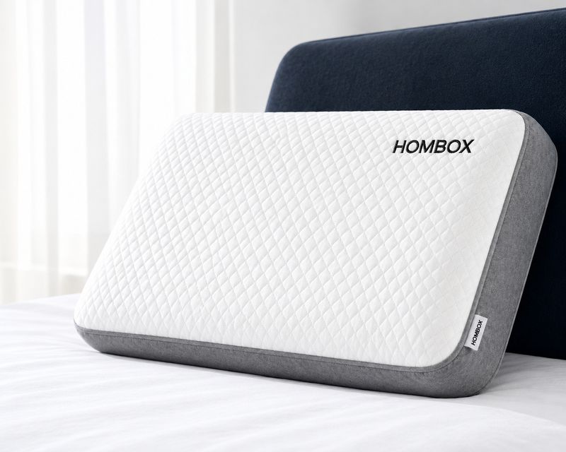 HOMBOX Memory Foam Orthopaedic Pillow Pack of 1 Geometric Memory Foam Pillow (King Size) Size -26x18x5 Inch (White) - Image 7