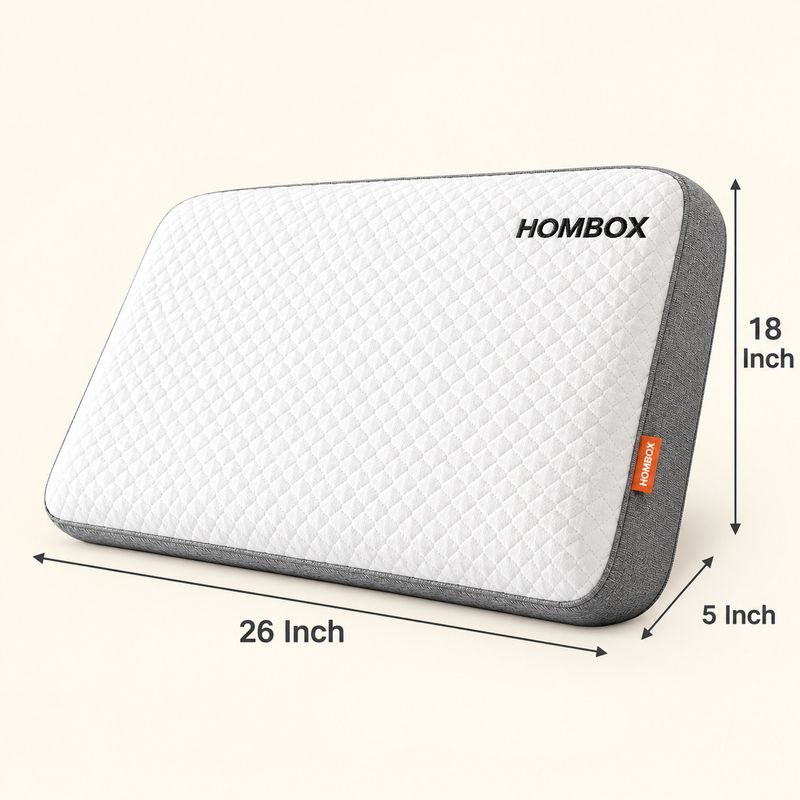 HOMBOX Memory Foam Orthopaedic Pillow Pack of 1 Geometric Memory Foam Pillow (King Size) Size -26x18x5 Inch (White) - Image 6