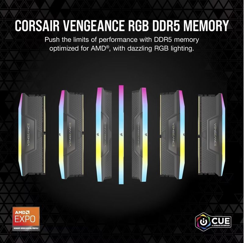 Corsair VENGEANCE RGB DDR5 16GB (1x16GB) Black - Image 3
