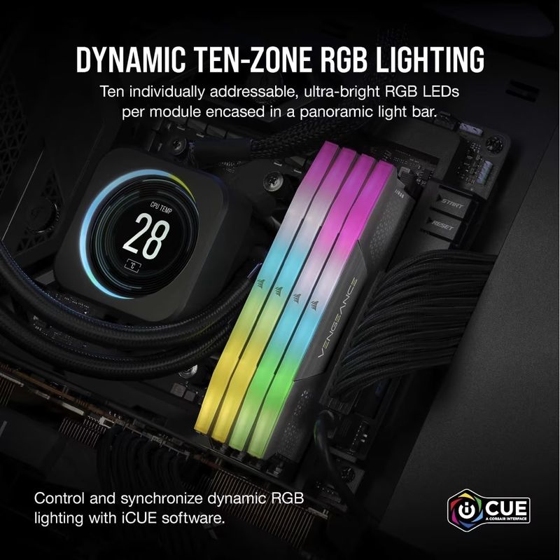 Corsair VENGEANCE RGB DDR5 16GB (1x16GB) Black - Image 5