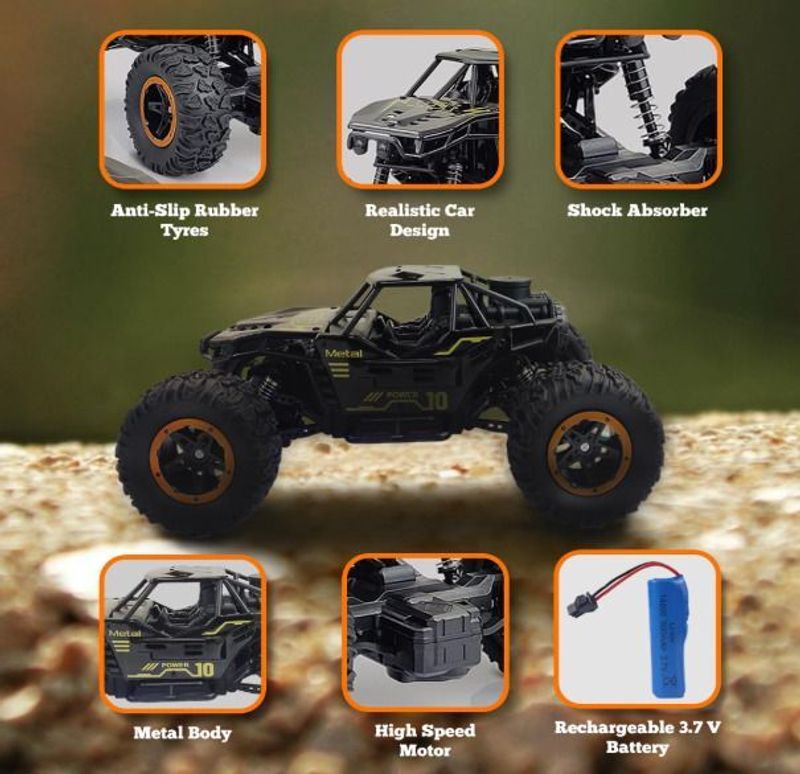 APJ enterprise RC Drift Remote Control Car with Smoke Rock Crawler Toys for Kids Black (Black) - Image 7