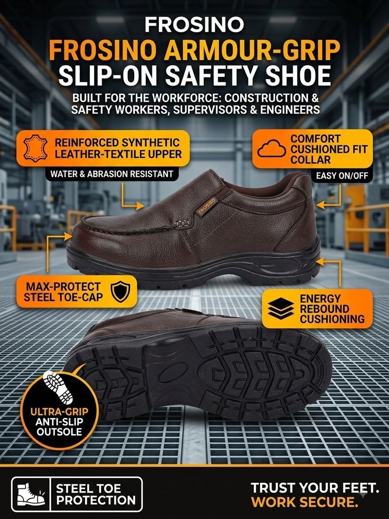 FROSINO Steel Toe Synthetic Leather Safety Shoe (Brown, S1, Size 7) - Image 6