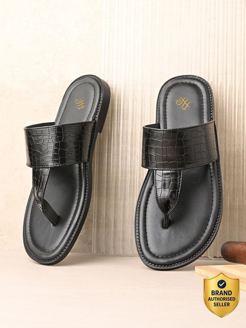 House of Pataudi Men Sandal (Black, 7) - Image 5