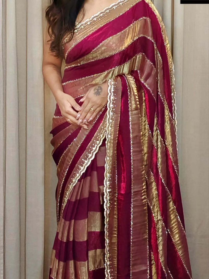 PROSILITIESYUVA Color Block Bollywood Silk Blend Saree Multicolor - Image 3