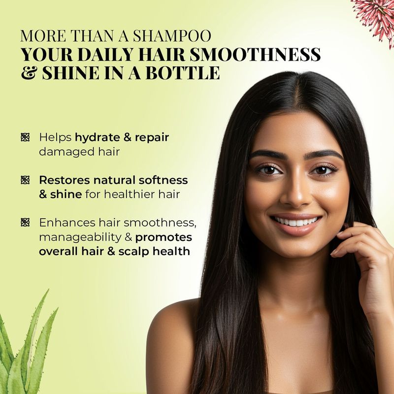 Just Herbs Smooth & Shine Shampoo for Dry & Frizzy Hair | Aloe & Almond (200 ml) - Image 5