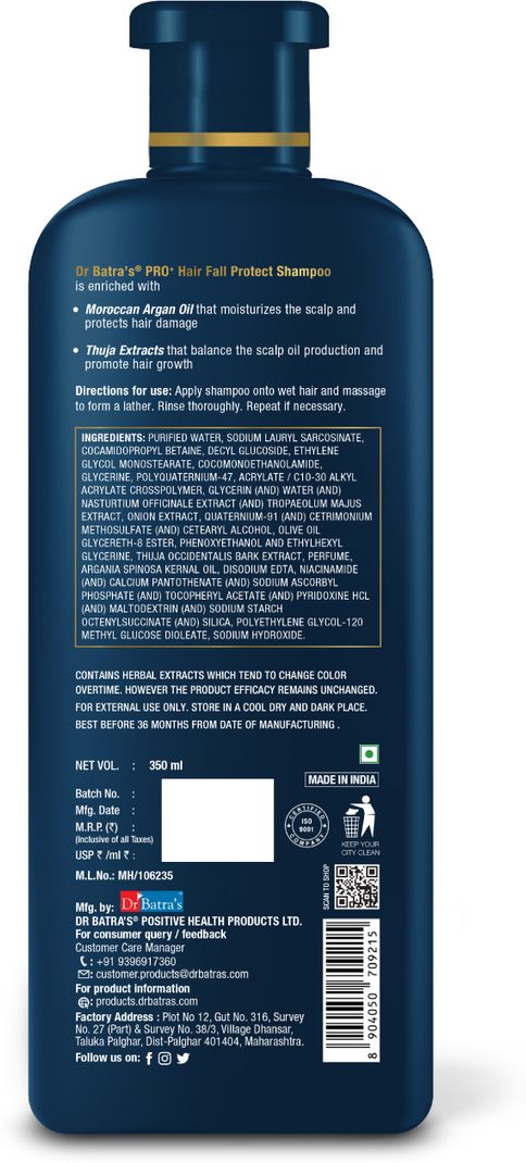 Dr Batra's PRO+ Hair Fall Control Shampoo 350ml - Image 5