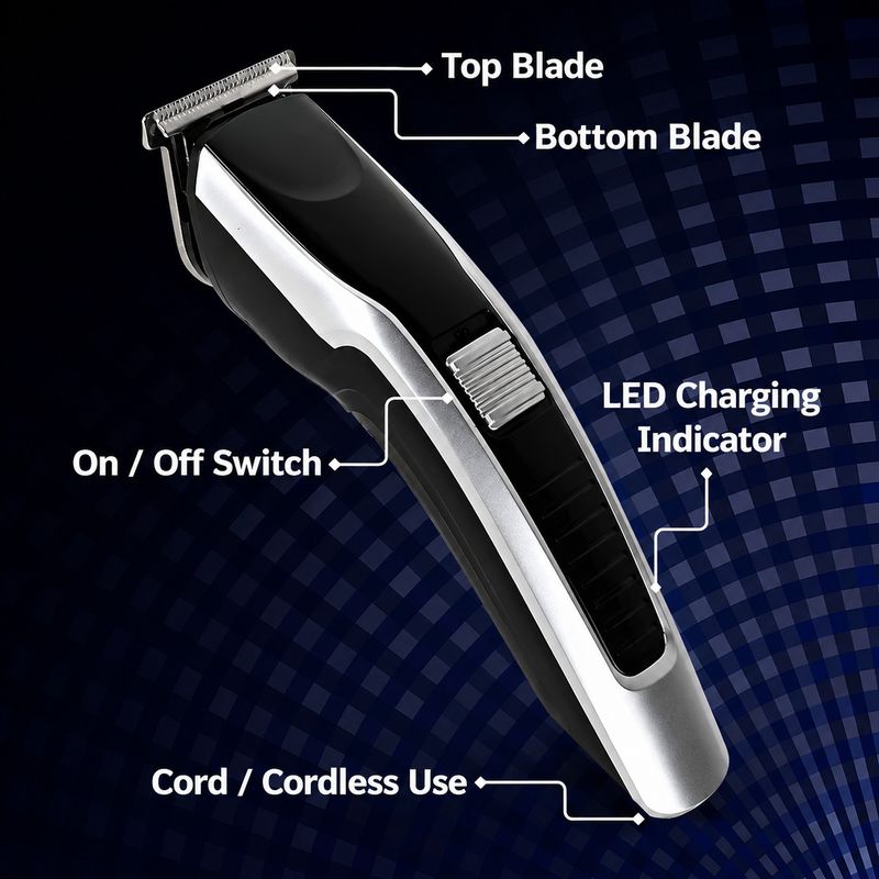Zeno volt Multi-Length Hair Clipper Kit with 4 Combs, USB, Silver - Image 7